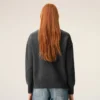 Cardigan en laine grise avec motif Ami de Coeur contrasté