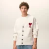 Cardigan en laine naturelle avec motif Ami de Coeur contrasté