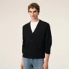 Cardigan en laine noir avec motif Ami de Coeur contrasté