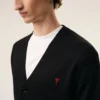 Cardigan en laine noir avec motif Ami de Coeur contrasté