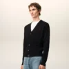 Cardigan en laine noir avec motif Ami de Coeur contrasté