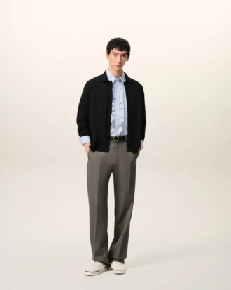 Cardigan noir en laine à col chemise Ami de Coeur Cardigan