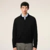 Cardigan noir en laine à col chemise Ami de Coeur Cardigan