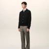 Cardigan noir en laine à col chemise Ami de Coeur Cardigan