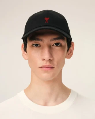 Casquette Ami de Coeur en coton noir avec broderie