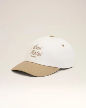 Casquette Ami Paris en coton bicolore beige et blanc