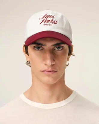 Casquette Ami Paris en coton bicolore rouge et blanc