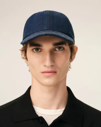 Casquette Ami Paris à patch latéral en denim bleu