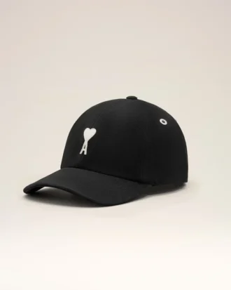 Casquette en coton noir avec écusson en feutre Ami de Coeur