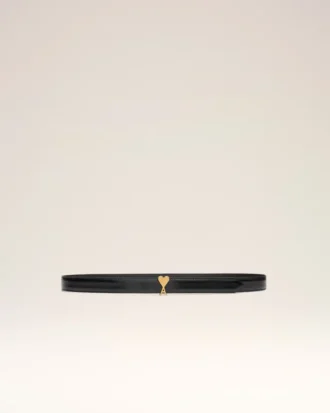 Ceinture à boucle Ami de Coeur en cuir de vache noir
