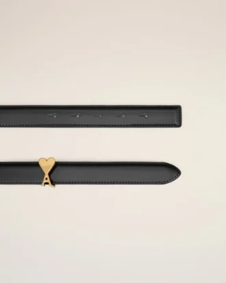 Ceinture à boucle Ami de Coeur en cuir de vache noir
