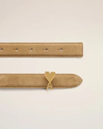 Ceinture à boucle Ami de Coeur en cuir de vachette orange