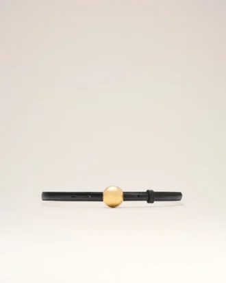 Ceinture fine en cuir de vachette noir