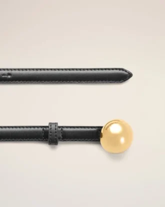 Ceinture fine en cuir de vachette noir