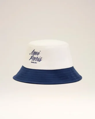 Chapeau Ami Paris en coton bleu et blanc
