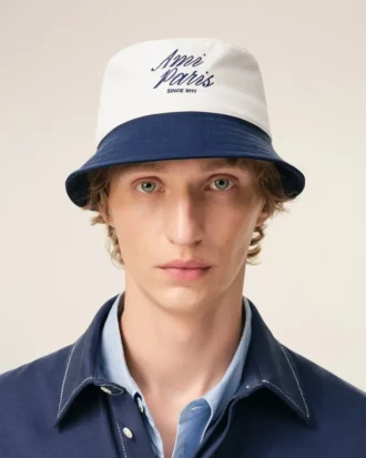 Chapeau Ami Paris en coton bleu et blanc
