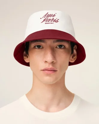 Chapeau Ami Paris en coton rouge et blanc