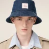 Chapeau en coton denim bleu avec patch Ami Paris Heritage