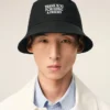 Chapeau en coton noir « Thank You for Being a Friend » avec broderie