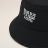 Chapeau en coton noir « Thank You for Being a Friend » avec broderie