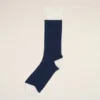 Chaussettes en coton bleu et blanc