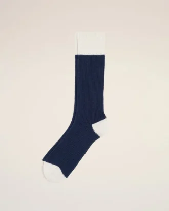 Chaussettes en coton bleu et blanc