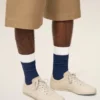 Chaussettes en coton bleu et blanc