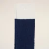 Chaussettes en coton bleu et blanc