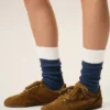 Chaussettes en coton bleu et blanc