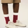 Chaussettes en coton rouge et blanc