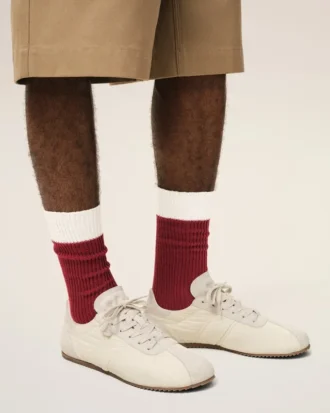 Chaussettes en coton rouge et blanc
