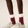 Chaussettes en coton rouge et blanc