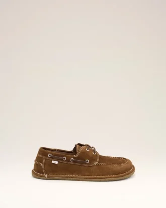 Chaussures bateau en cuir de vache marron
