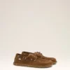 Chaussures bateau en cuir de vache marron