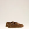 Chaussures bateau en cuir de vache marron
