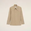 Chemise ajustée à col pointu en coton beige