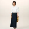 Chemise ajustée à col pointu en coton blanc