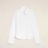 Chemise ajustée à col pointu en soie mélangée blanche