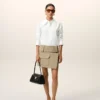 Chemise ajustée à col pointu en soie mélangée blanche