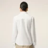 Chemise ajustée à col pointu en soie mélangée blanche