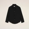 Chemise ajustée à col pointu en soie mélangée noire