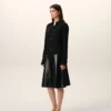 Chemise ajustée à col pointu en soie mélangée noire