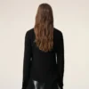 Chemise ajustée à col pointu en soie mélangée noire