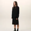 Chemise ajustée à col pointu en soie mélangée noire