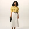 Chemise ajustée en coton jaune à col pointu