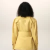 Chemise ajustée en coton jaune à col pointu