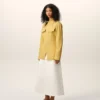 Chemise ajustée en coton jaune à col pointu