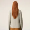 Chemise ajustée à manches longues en coton beige à volants