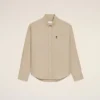 Chemise Ami de Coeur en coton beige, coupe carrée et brodée
