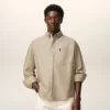 Chemise Ami de Coeur en coton beige, coupe carrée et brodée